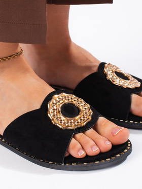 Black Suede Slide Sandals