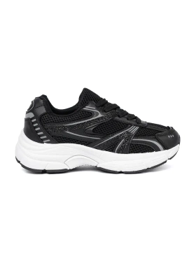 Black mesh sneakers with white sole