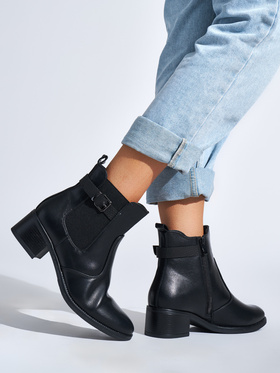 Black Ankle Boots on a Low Block Heel