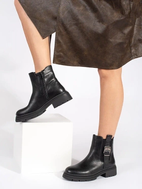 Black Ankle Buckle Boots