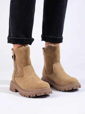 Warm Dark Beige Ankle Boots