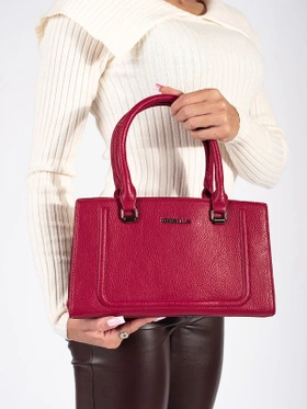 Classic Red Handbag with Detachable Strap