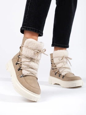 Cozy Beige Snow Boots with Faux Fur Trim