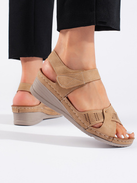 Camel Comfort Wedge Sandals