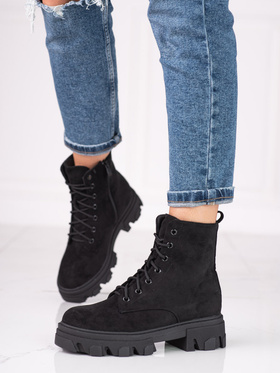 Lace-Up Eco Suede Ankle Boots