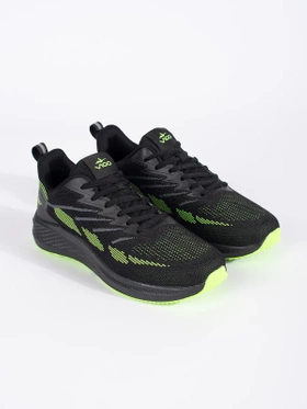 Black and Green Mesh Active Sneakers