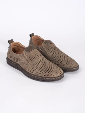 Beige Perforated Loafers