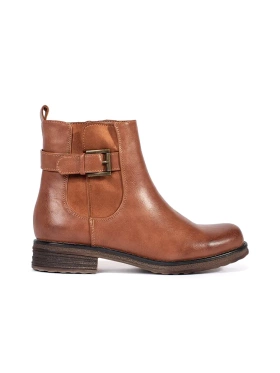 Cozy Brown Buckle Ankle Boots with Low Heel