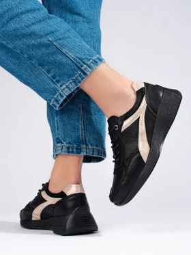 Black Leather Platform Sneakers