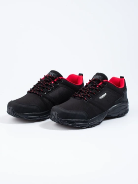 Black and Red Aqua Softshell Trekking Shoes by DK