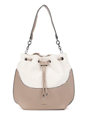 Cozy Shearling Beige Tote Bag