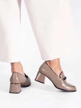 Charming Beige Heeled Loafers