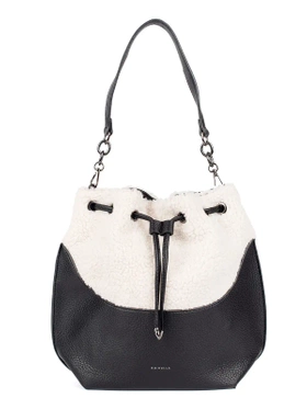 Black Shearling-Style Handbag