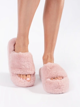 Cozy Pink Plush Platform Slippers