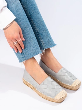 Pikowane espadryle damskie  szare