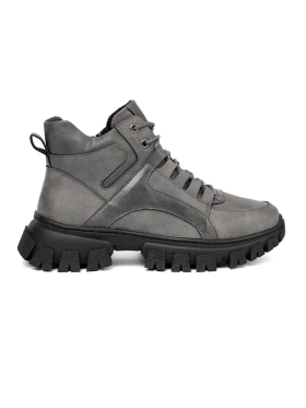 Grey Lace-up Trappers with Thick Sole by Sergio Leone