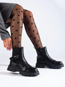 Black platform ankle boots