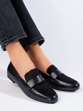 Black Loafers with Faux Fur