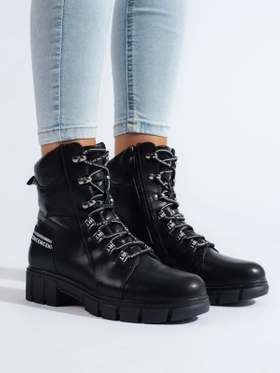 Lace-Up Black Ankle Boots