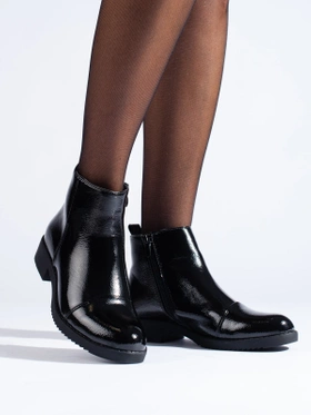 Glossy Low Ankle Boots