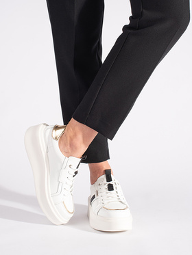 White Leather Platform Sneakers