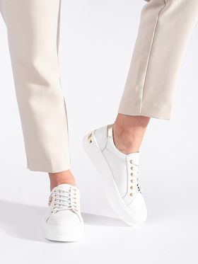 White Leather Sneakers with Chunky Soles