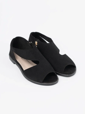 Black flat perforated sandals