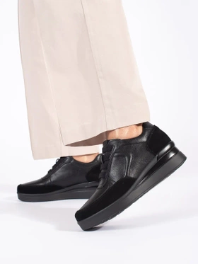 Sergio Leone Black Leather Wedge Slip-Ons