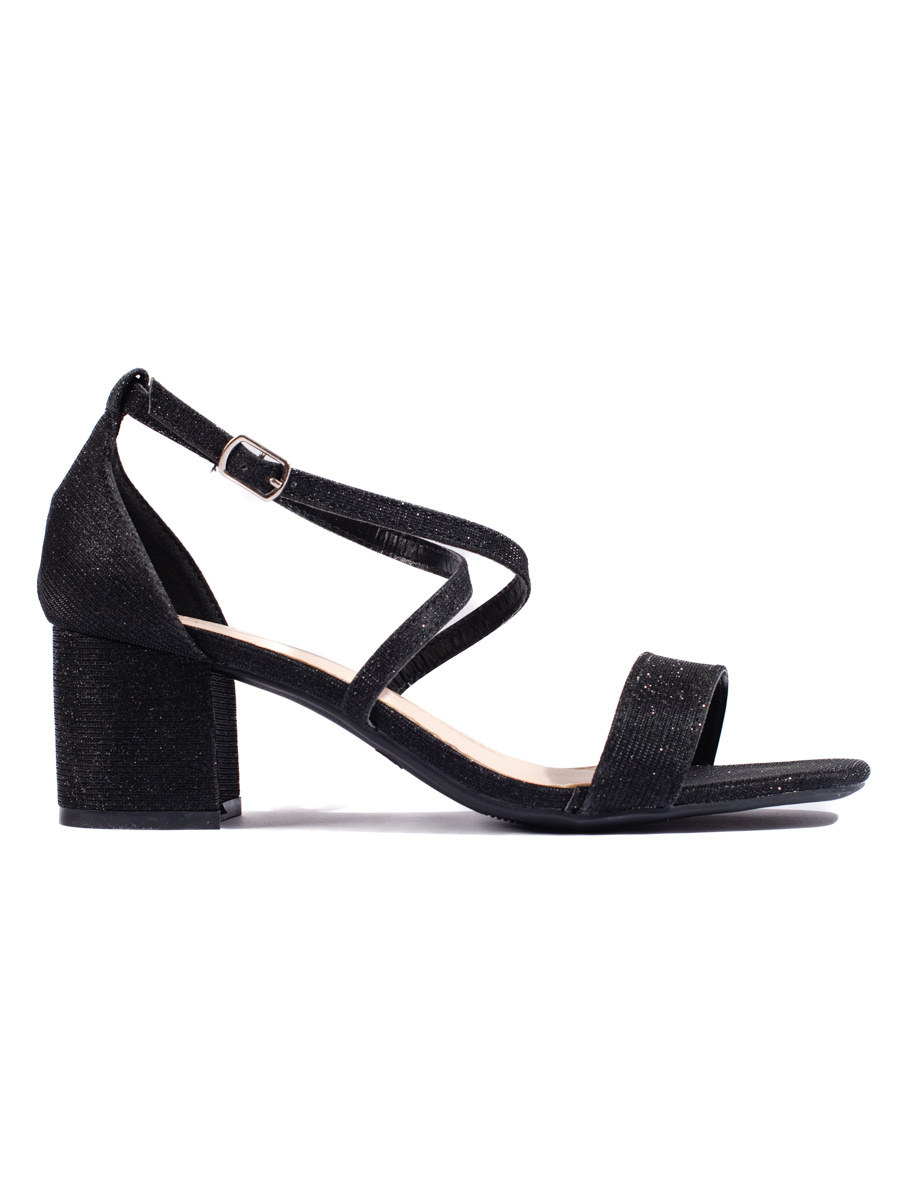 Sparkling Black Heeled Sandals