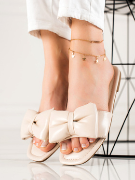 Beige Bow Slip-On Sandals