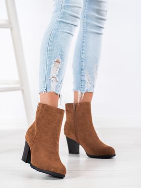 Camel Block Heel Ankle Boots