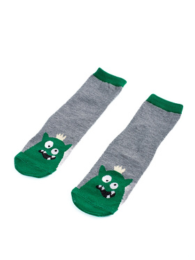 Children's Non-Slip Grey Monster Socks