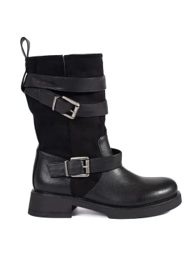 Chic Black Ankle Boots with Buckle Detail