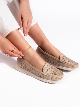 Beige Lace Loafers