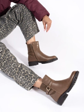 High Brown Ankle Boots