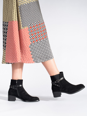 Suede Black Low-Heel Ankle Boots - Sergio Leone Collection