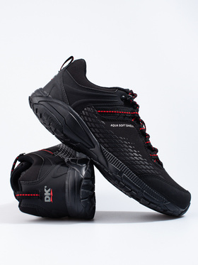 Trekking Boots with Thick Soles in Black and Red Aqua Softshell