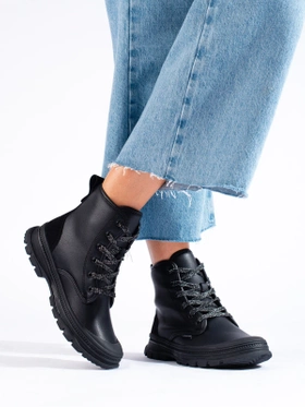 Lace-Up Eco-Leather Ankle Boots by Sokolski