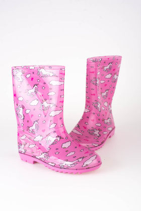 High Pink Patterned Rain Boots