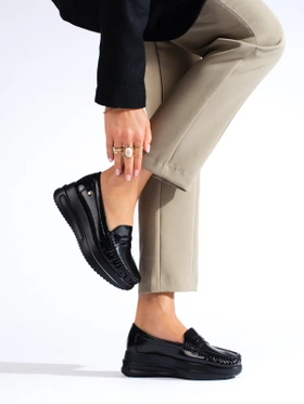 Glossy Black Loafers with Chunky Platform