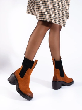 Cozy Camel Slip-On Ankle Boots with Chunky Heel