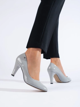 Grey Patent Eco-Leather Pumps