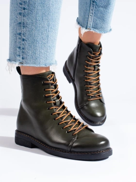 Lace-Up Dark Green Vinceza Ankle Boots