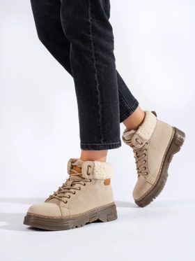 Beige Cozy-Lined Hiking Boots