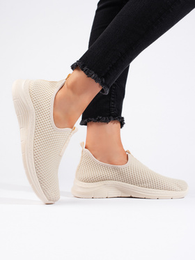 Beige Textile Sneakers