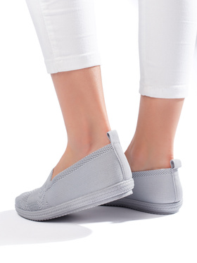 Gray Fabric Slip-On Shoes