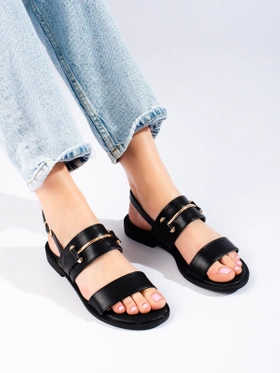 Black Sandals with Gold Accent by Potocki