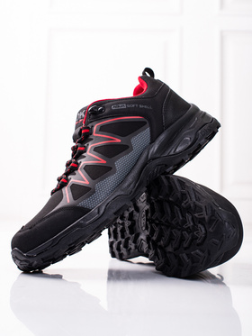 Black and Red Softshell Outdoor Trekking Shoes