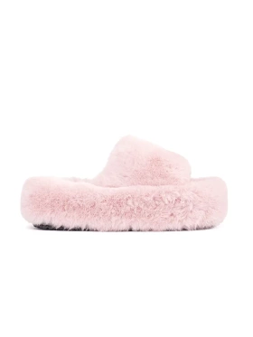 Cozy Pink Plush Platform Slippers