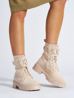 Beige Suede Ankle Boots